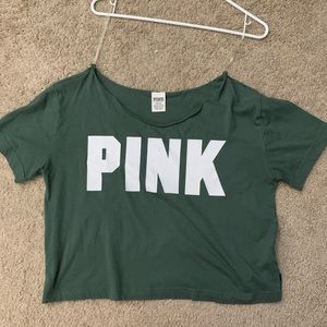 green PINK victoria secret off the shoulder tee